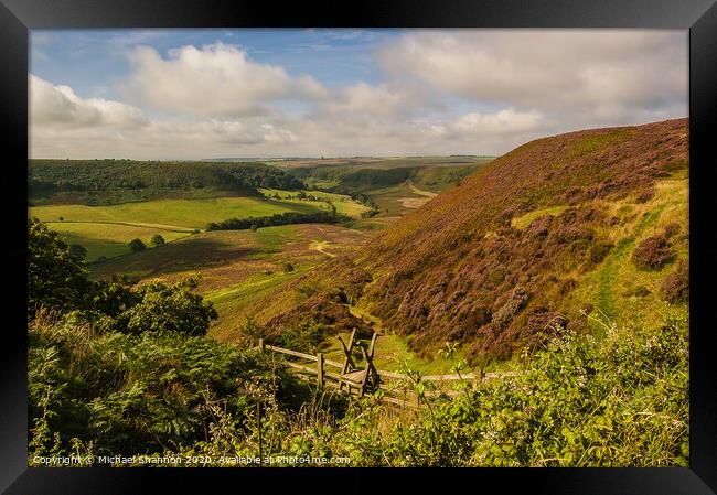Path leading down to the Hole of Horcum Framed Print by Michael Shannon