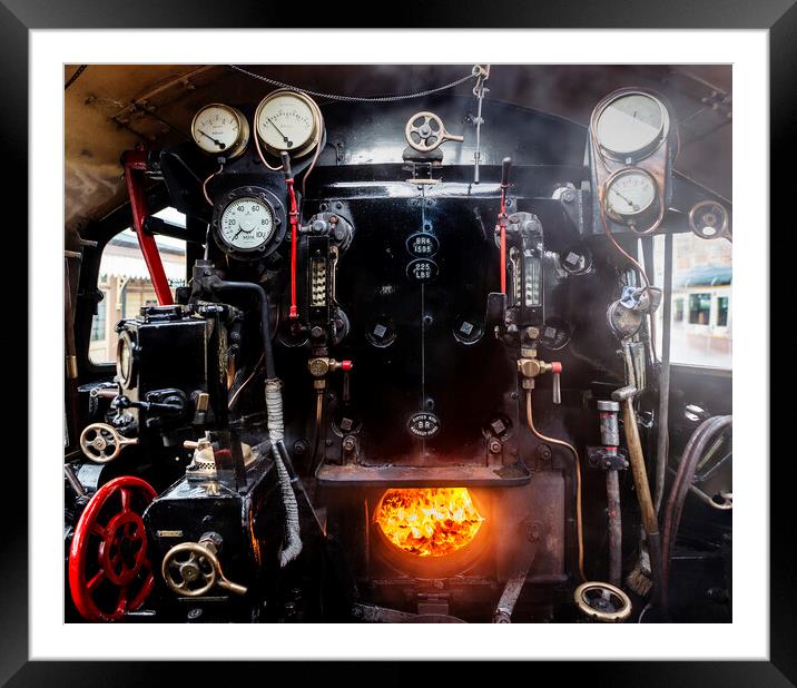 Steam Train Cab, Braveheart, 75014 Framed Mounted Print by Maggie McCall