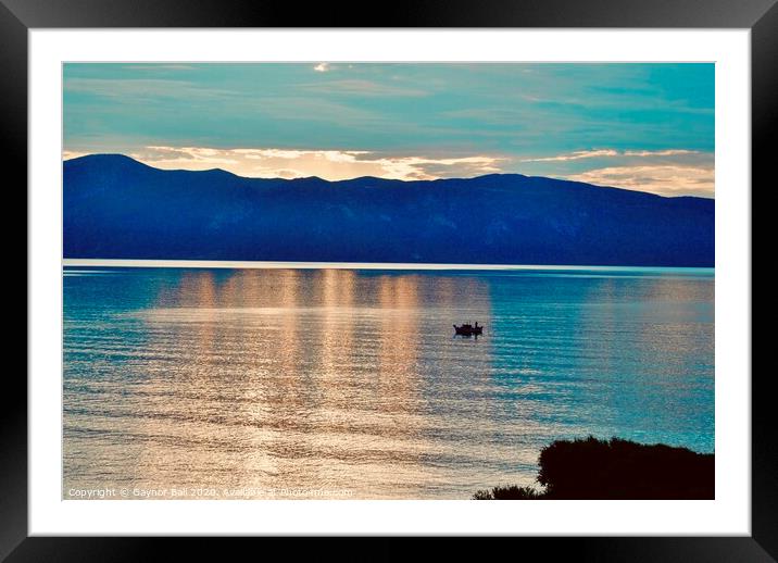  Lone fishing boat on the Ionian Sea  Framed Mounted Print by Gaynor Ball