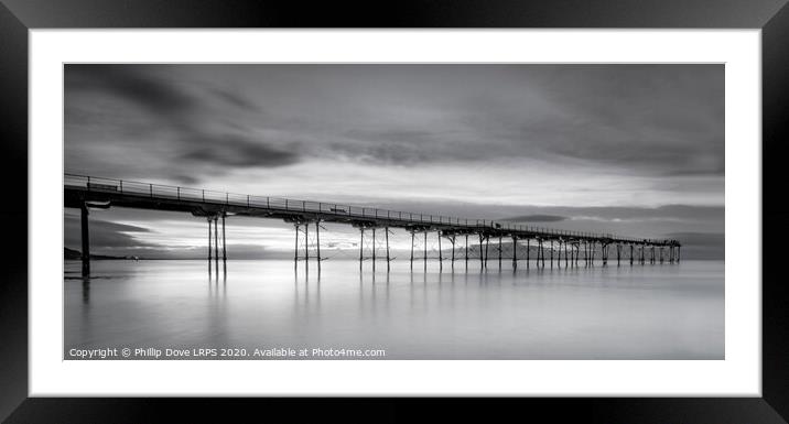 Saltburn Pier in Black and White Framed Mounted Print by Phillip Dove LRPS