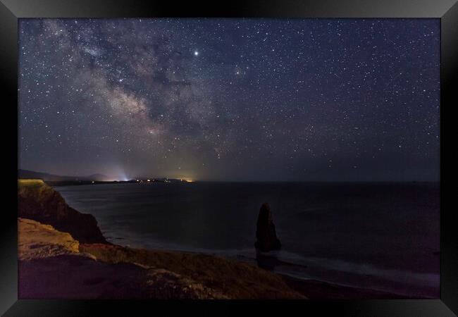 Milky Way Over Cape Blanco Framed Print by Belinda Greb