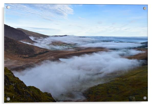 Foggy morning at the Conor Pass, Dingle Peninsula Acrylic by barbara walsh