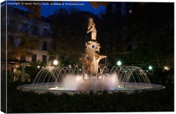 Fountain in the Plaza de Gabriel Miro, Alicante, Spain Canvas Print by Navin Mistry