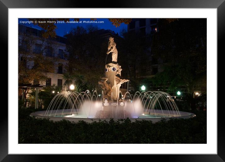 Fountain in the Plaza de Gabriel Miro, Alicante, Spain Framed Mounted Print by Navin Mistry
