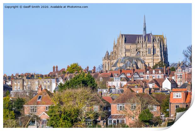 Arundel town and cathedral Print by Geoff Smith