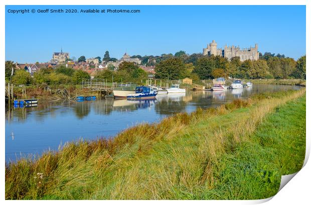 Castle and river in Arundel Print by Geoff Smith