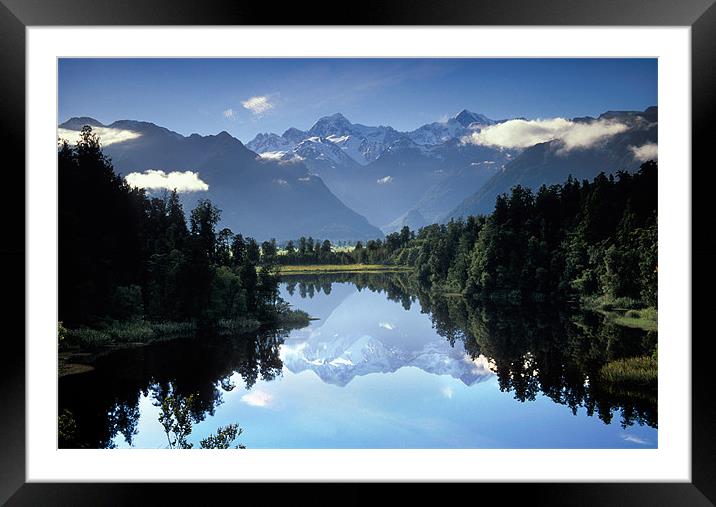Lake Matheson Mountain Reflection Framed Mounted Print by Ashley Chaplin