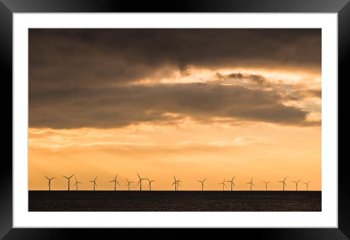 Windmills at dusk Framed Mounted Print by Jason Wells