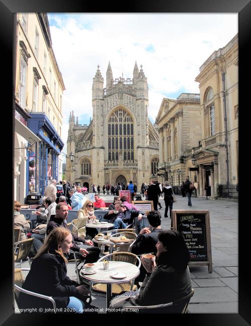 Alfresco and Bath Abbey at Bath in Somerset. Framed Print by john hill