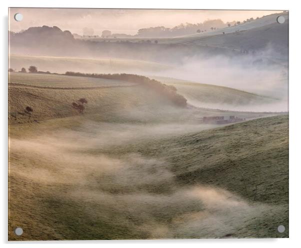Mist Snakes Through Steyning Bowl Acrylic by Chester Tugwell