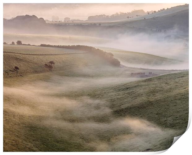 Mist Snakes Through Steyning Bowl Print by Chester Tugwell