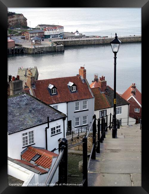 99 steps at Whitby in Yorkshire. Framed Print by john hill