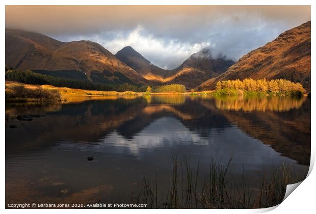 Glen Etive Loch Nam Urr in Autumn Scotland Print by Barbara Jones