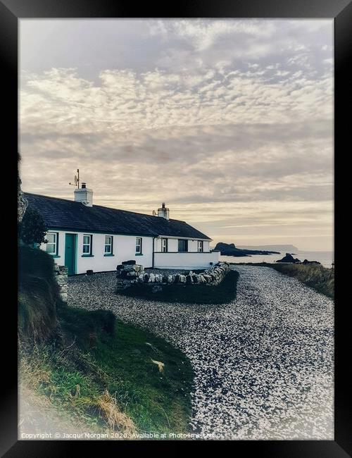 Cottage at  Ballintoy Harbour  Framed Print by Jacqui Morgan