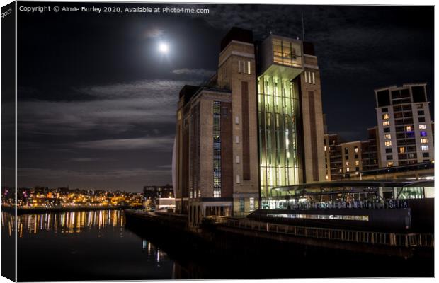 Baltic on Gateshead Quayside under the moonlight  Canvas Print by Aimie Burley