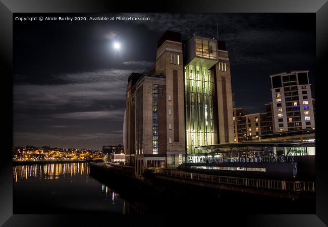 Baltic on Gateshead Quayside under the moonlight  Framed Print by Aimie Burley
