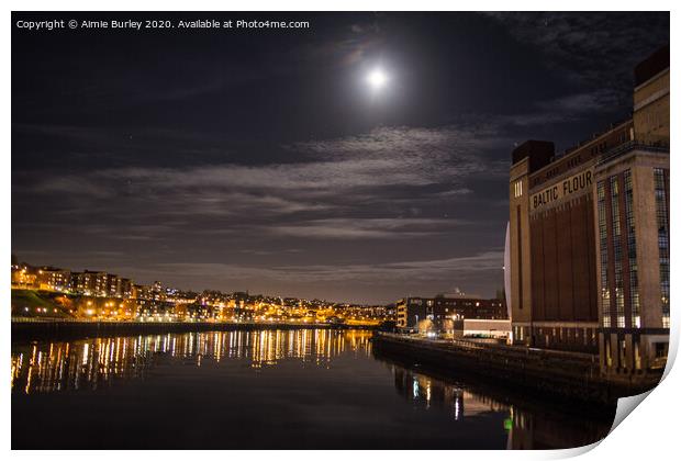 Full moon over the River Tyne   Print by Aimie Burley