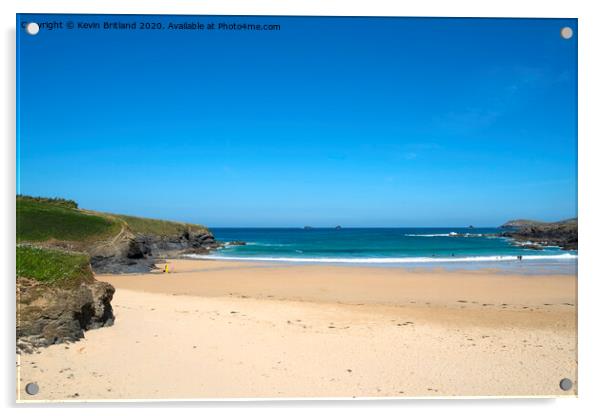 treyarnon bay beach cornwall Acrylic by Kevin Britland