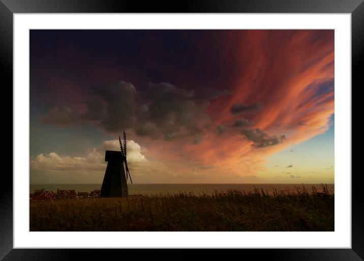 Rottingdean Windmill - Impending Storm Framed Mounted Print by Chester Tugwell