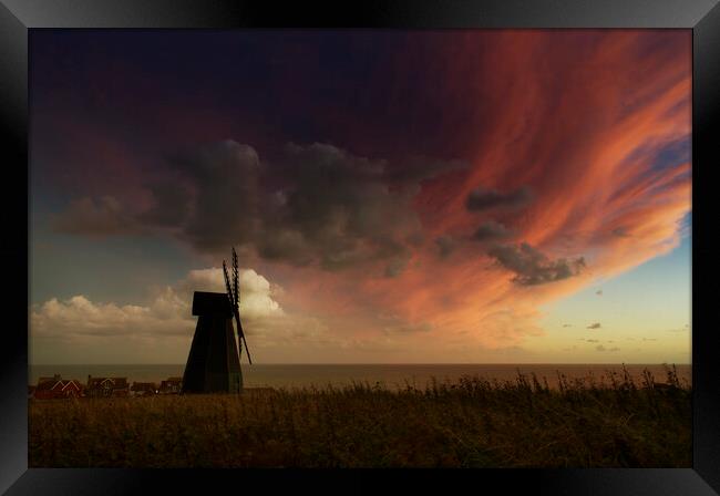 Rottingdean Windmill - Impending Storm Framed Print by Chester Tugwell
