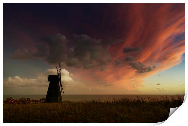 Rottingdean Windmill - Impending Storm Print by Chester Tugwell
