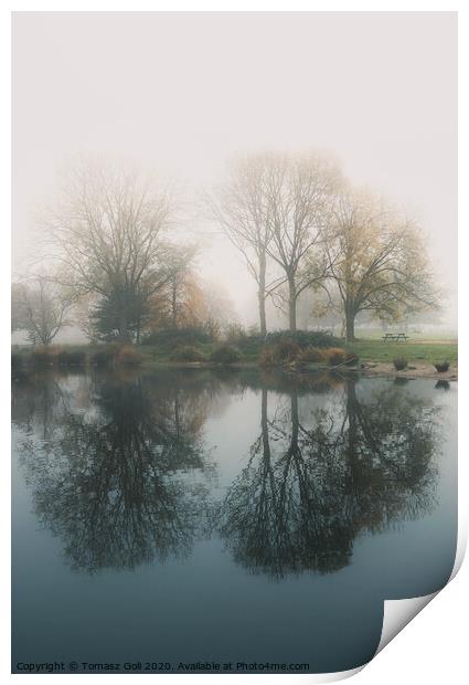 Reflection in the mist Print by Tomasz Goli