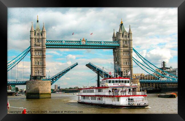 Dixie Queen passing under Tower Bridge, Framed Print by Terry Hunt