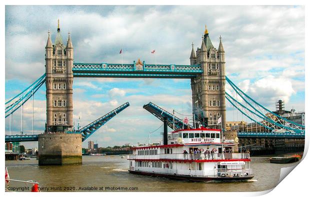 Dixie Queen passing under Tower Bridge, Print by Terry Hunt