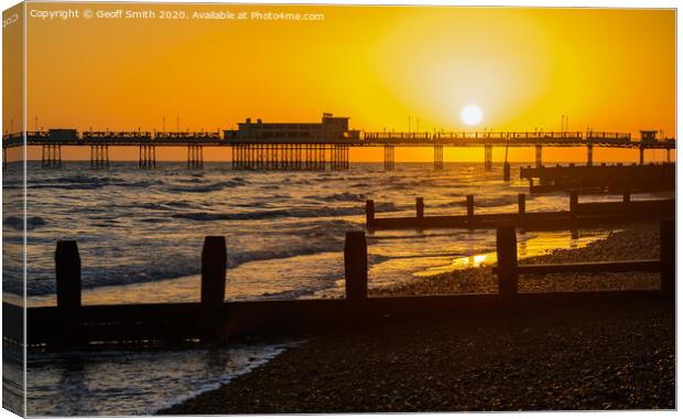 Sunset at Worthing Pier Canvas Print by Geoff Smith