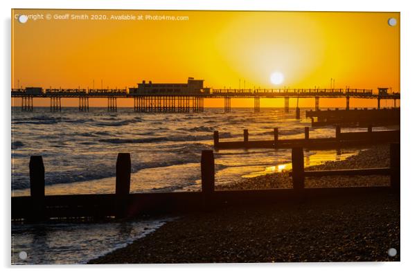 Sunset at Worthing Pier Acrylic by Geoff Smith