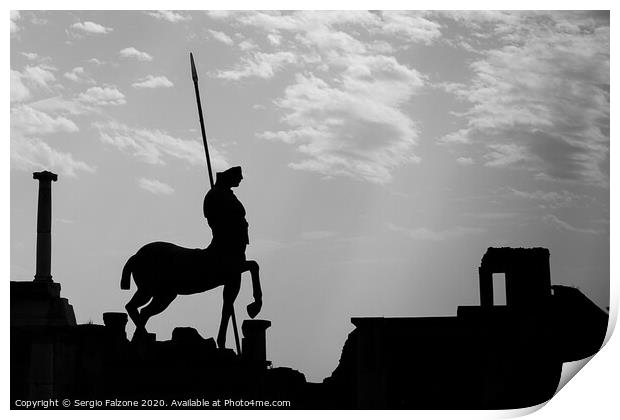 Centaur at Pompei Print by Sergio Falzone
