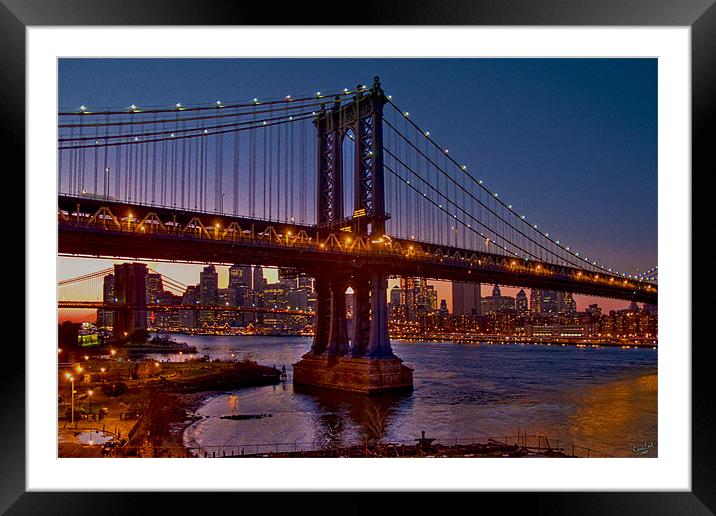 Bridges at Dusk Framed Mounted Print by Chris Lord