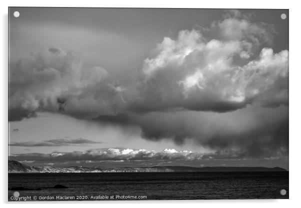 B+W Cloud formation over Whitsand Bay, Looe, Cornwall Acrylic by Gordon Maclaren