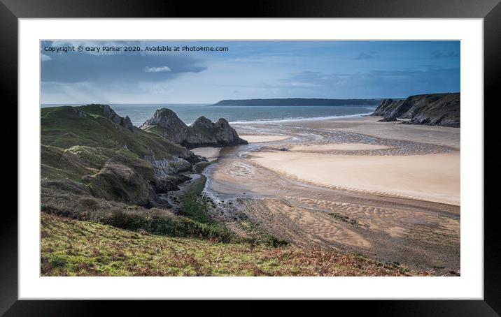 Three Cliffs Bay, the Gower Peninsular Framed Mounted Print by Gary Parker