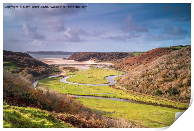 Three Cliffs Bay, the Gower Peninsular Print by Gary Parker