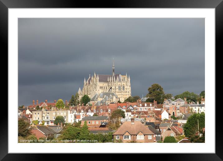 Cathedral Church towering over Arundel town Framed Mounted Print by Allan Bell