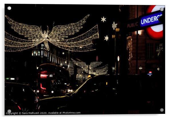 Christmas lights  Acrylic by Sara Melhuish