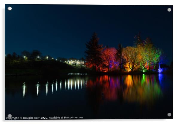 Keptie Pond light show, Arbroath Acrylic by Douglas Kerr