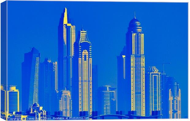 Dubai Architecture Blue Art Canvas Print by David Pyatt