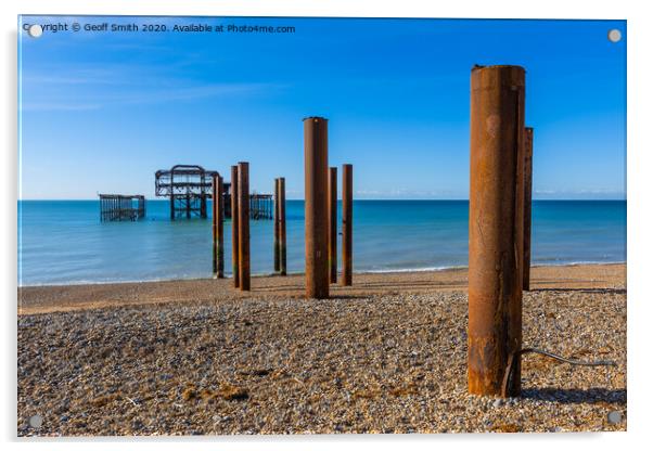 Brighton West Pier remains Acrylic by Geoff Smith