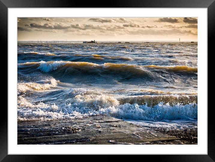  Evening Waves at Southend Pier, Essex, UK Framed Mounted Print by Peter Bolton