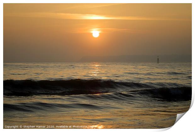 Rising Sun over Tor Bay Print by Stephen Hamer