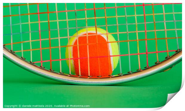 a racket and a tennis ball Print by daniele mattioda