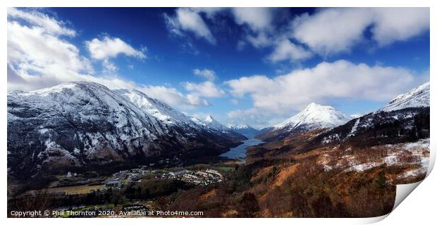 Loch Leven and the village of Kinlochleven. Print by Phill Thornton