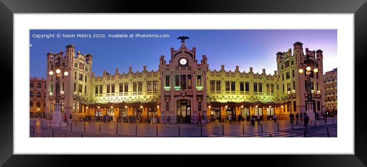 Estació del Nord, Valencia. The main railway station of Valencia seen at dusk. Framed Mounted Print by Navin Mistry