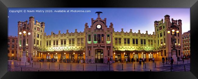 Estació del Nord, Valencia. The main railway station of Valencia seen at dusk. Framed Print by Navin Mistry