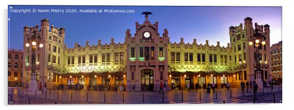 Estació del Nord, Valencia. The main railway station of Valencia seen at dusk. Acrylic by Navin Mistry