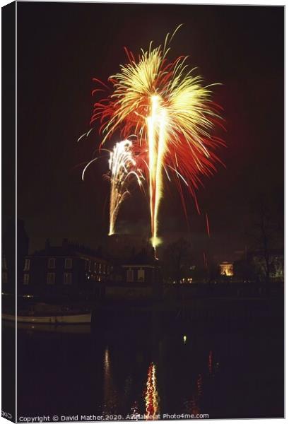 York Viking Festival fireworks Canvas Print by David Mather