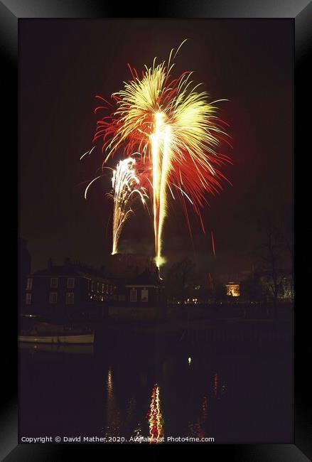 York Viking Festival fireworks Framed Print by David Mather