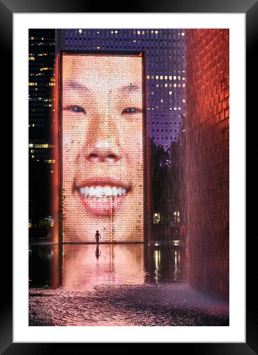 Crown Fountain in Millennium Park, Chicago Framed Mounted Print by Jim Hughes